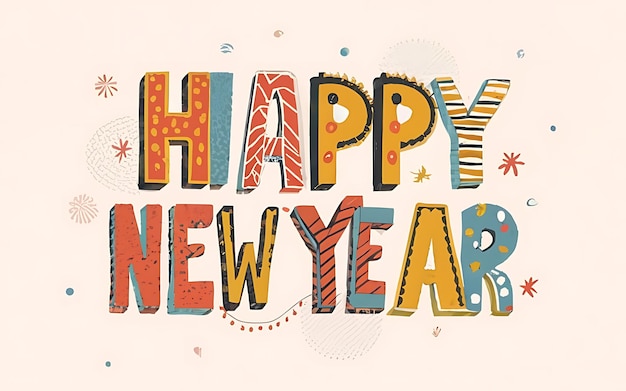 Feliz ano novo com ilustração de tipografia clipart