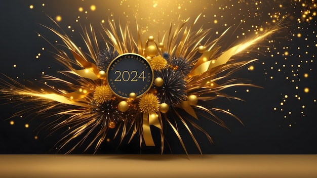 Feliz ano novo de 2024, design de fundo artístico, cartão de papel de parede de banner de ano novo