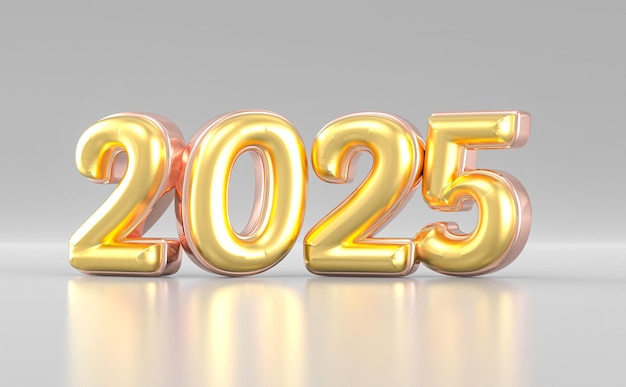 Feliz Ano Novo Número 2025 Renderização 3D