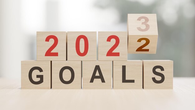 Feliz Ano Novo Objetivos de plano de fundo para ilustração 3D de 2023