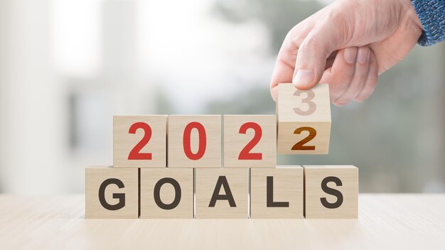 Feliz Ano Novo Objetivos de plano de fundo para ilustração 3D de 2023