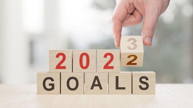 Feliz Ano Novo Objetivos de plano de fundo para ilustração 3D de 2023