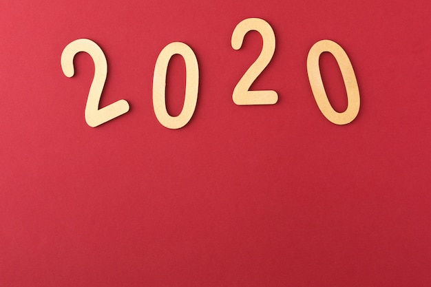 Feliz año nuevo 2020 fecha en rojo