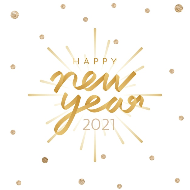 Feliz año nuevo 2021 pegatina de oro png