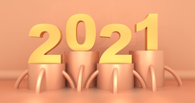 Feliz año nuevo 2021 tarjeta de felicitación con diseño abstracto