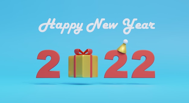 feliz año nuevo 2022 3d render ilustración