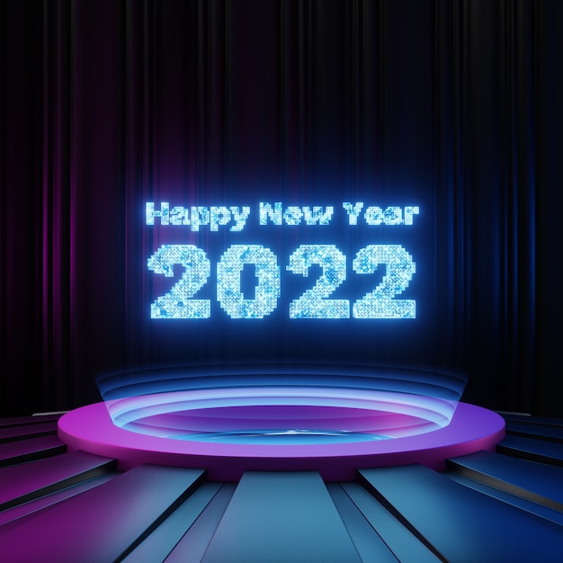 Feliz año nuevo 2022 con fondo futurista