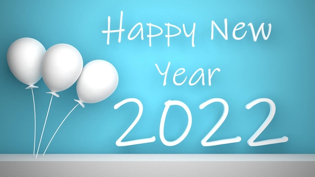 Feliz año nuevo 2022 tarjeta de saludos 3D