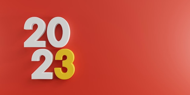 Feliz año nuevo 2023. Año nuevo 2023 con número 3D. Representación 3D.