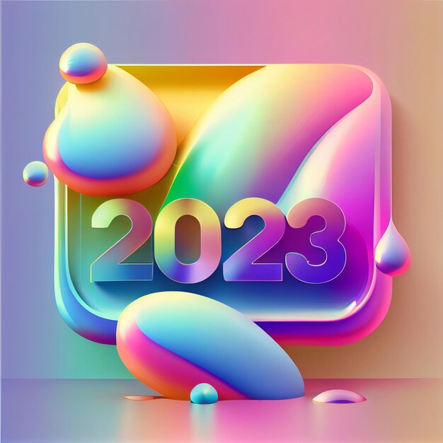 Feliz año nuevo 2023 Color suave degradado colorido