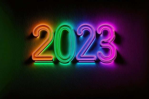 Feliz año nuevo 2023 en colores neón.