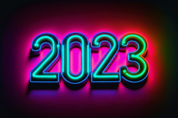 Feliz año nuevo 2023 en colores neón.