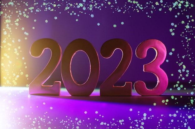 Feliz Año Nuevo 2023 Un símbolo del número 2023 con el concepto de celebración