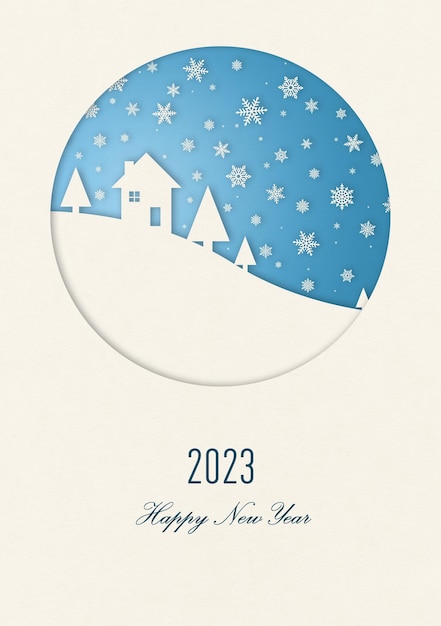 Feliz año nuevo 2023 tarjeta de invierno