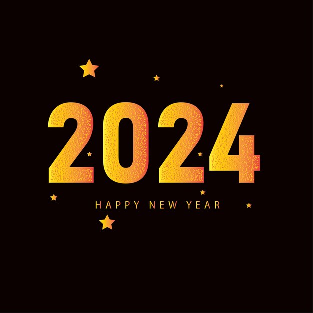 Feliz año nuevo 2024 3D Cinematic Metal Glow Texto para Banner o Poster