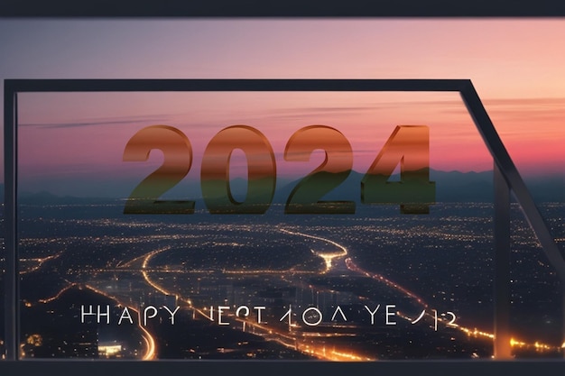 Feliz año nuevo 2024 Atardecer o amanecer borroso