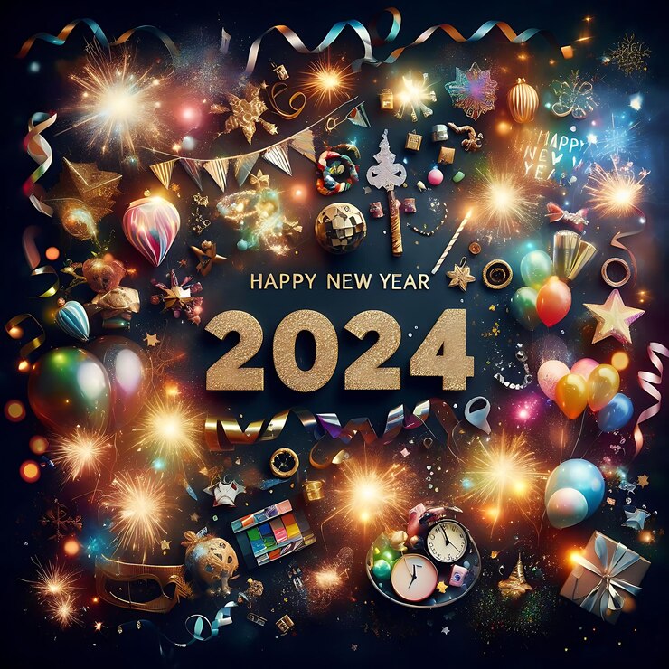 Feliz año nuevo 2024 concepto