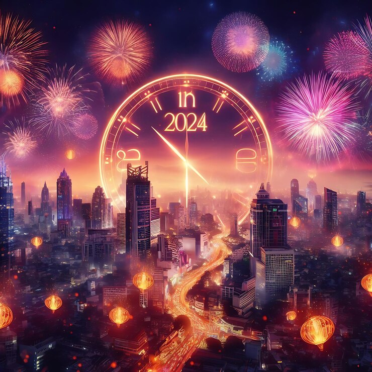 Feliz año nuevo 2024 concepto