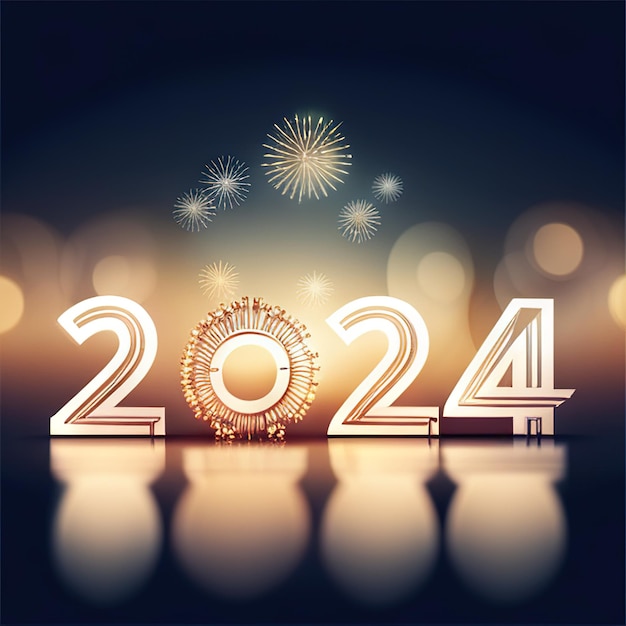 Feliz año nuevo 2024 con números coloridos y fondo Fondo premium