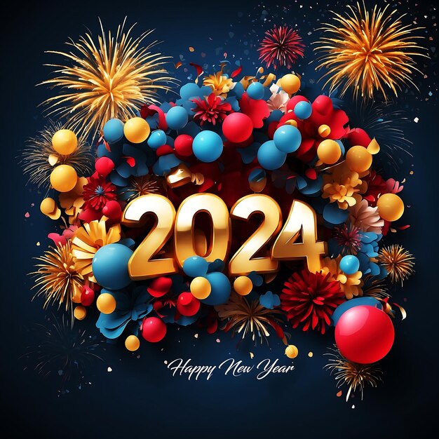 Foto feliz año nuevo 2024 post ai generative