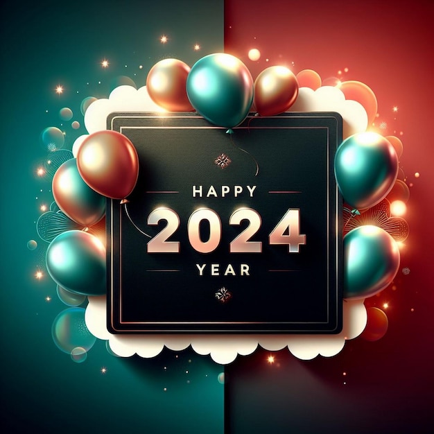 Feliz año nuevo 2024 Tarjeta de felicitación de año nuevo elegante Tarjeta de salud de año nuevo feliz año nuevo a todos