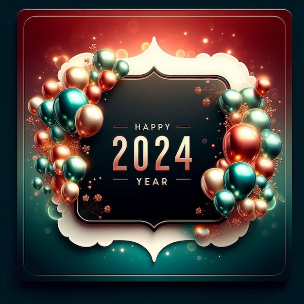 Feliz año nuevo 2024 Tarjeta de felicitación de año nuevo elegante Tarjeta de salud de año nuevo feliz año nuevo a todos