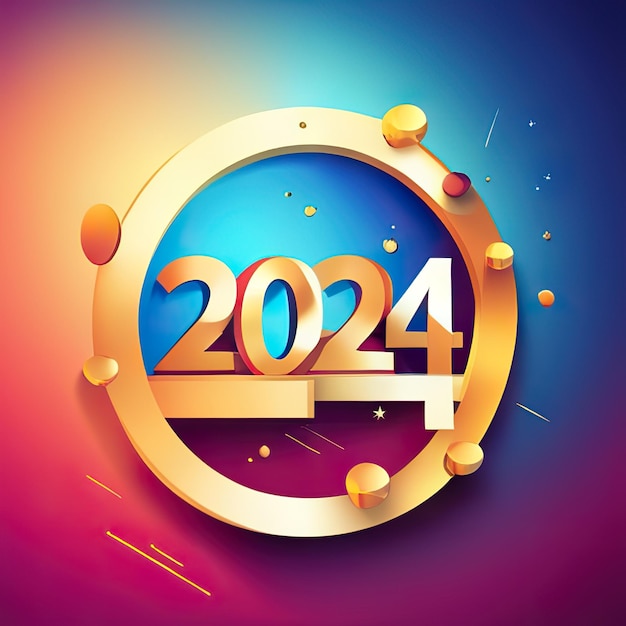 Feliz año nuevo 2024 Tarjeta de felicitación IA generativa