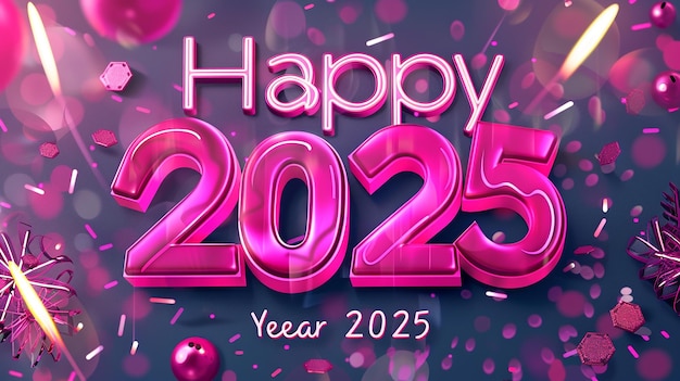 Feliz año nuevo 2025 3D Palabra clave