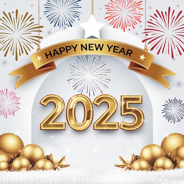 Feliz año nuevo 2025 Diseño de cartel de fondo de año nuevo Fondo festivo minimalista moderno
