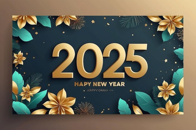 Feliz año nuevo 2025 Elemento de diseño de tipografía de texto