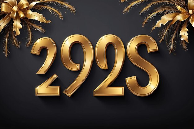 Foto feliz año nuevo 2025 ilustración vectorial de vacaciones de números metálicos dorados 2025 aislados