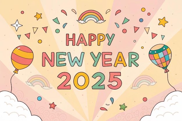 Feliz año nuevo 2025 tarjeta de felicitación póster estandarte plantilla de fondo