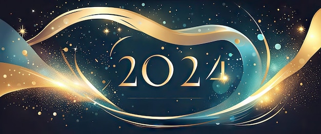 Feliz año nuevo banner de letras doradas generativo ai