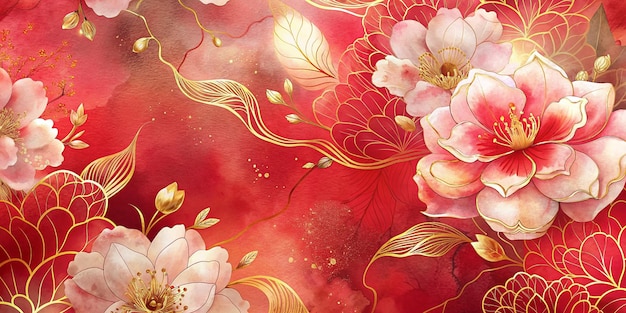 Feliz año nuevo chino patrón de estilo de lujo vector de fondo flor de sakura oriental