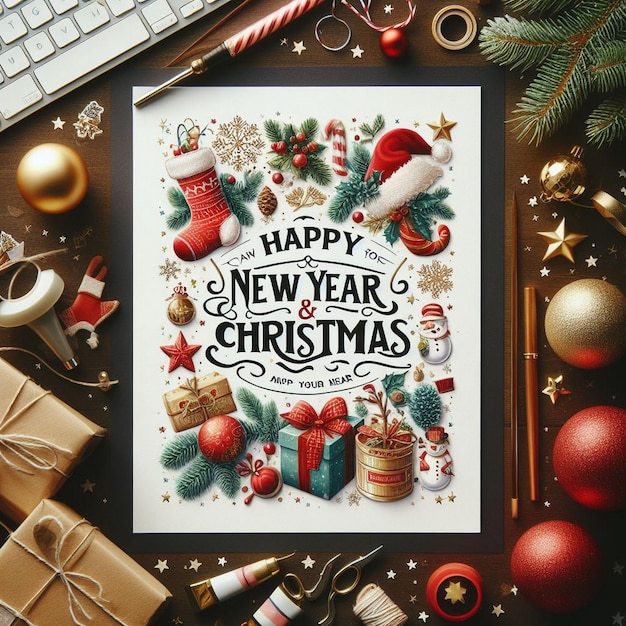 Feliz año nuevo y diseño de tarjetas de Navidad hermoso diseño de tarjetas de feliz año nuevo Feliz año nuevo
