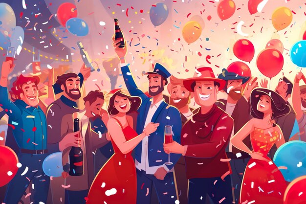 Foto feliz año nuevo fiesta celebración ilustración generativa ai