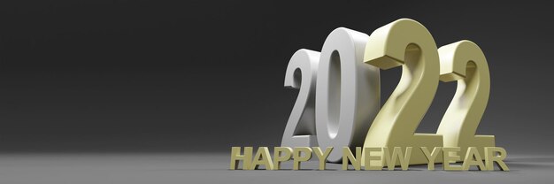 Feliz año nuevo fondo. Comienzo a 2022. Ilustración 3D