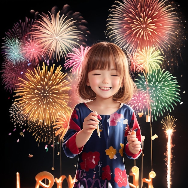Feliz año nuevo fuegos artificiales confeti imágenes de fondo colecciones de tapices lindos ai generados