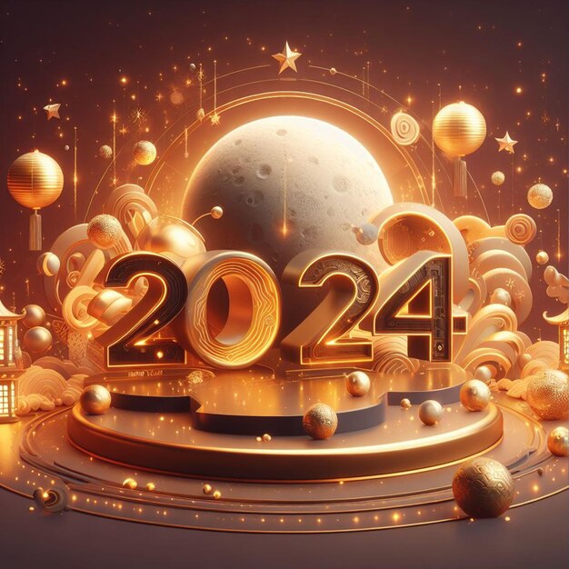 Feliz año nuevo gratis 2024 Texto de fondo