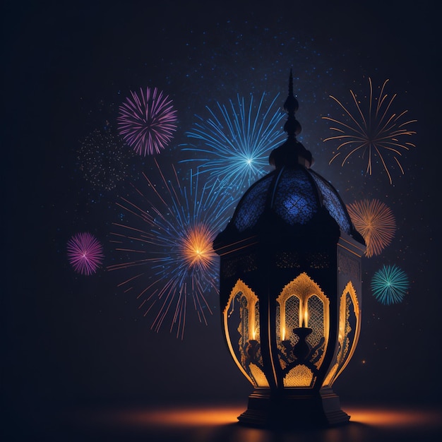 Feliz año nuevo islámico Leonardo Diffusion fondo de lámpara marroquí AI generado