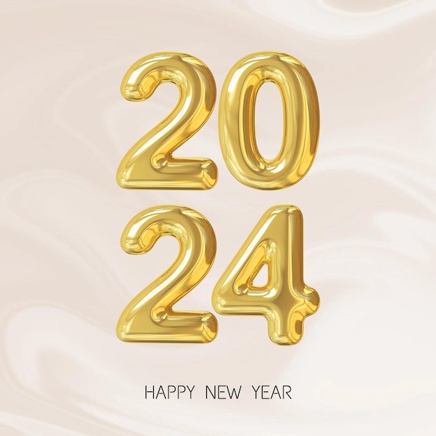 Feliz año nuevo número 2024 Diseño de lujo dorado para saludar fondo dorado claro Premium 2024