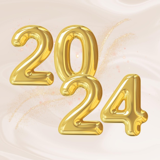 Feliz año nuevo número 2024 Diseño de lujo dorado para saludar fondo dorado claro Premium 2024