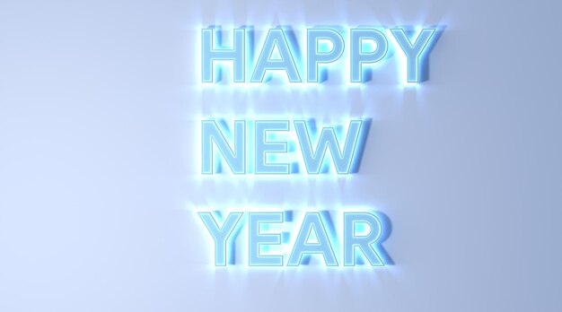 feliz año nuevo texto color azul sobre fondo blanco ilustración 3d renderizado feliz año nuevo concepto