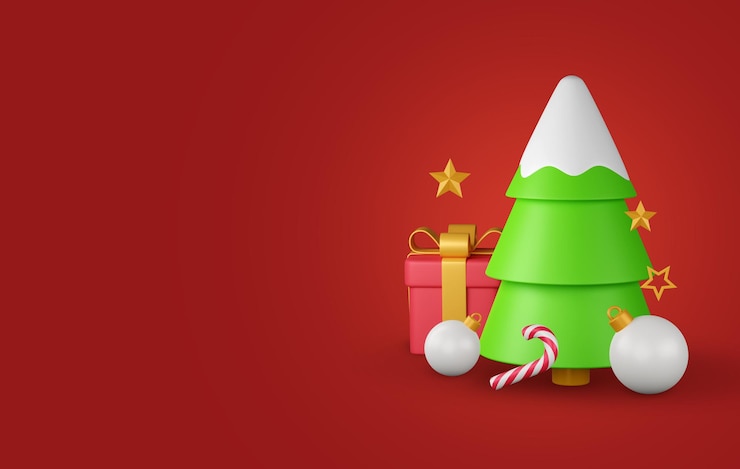 Foto feliz árbol de navidad con caja de regalos y bolas feliz fondo de decoración de año nuevo