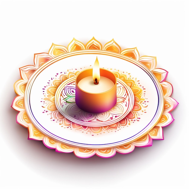 Foto feliz bandera de diwali con tarjeta de felicitación de diwali en diwali diya o festival aislado de lámparas de aceite