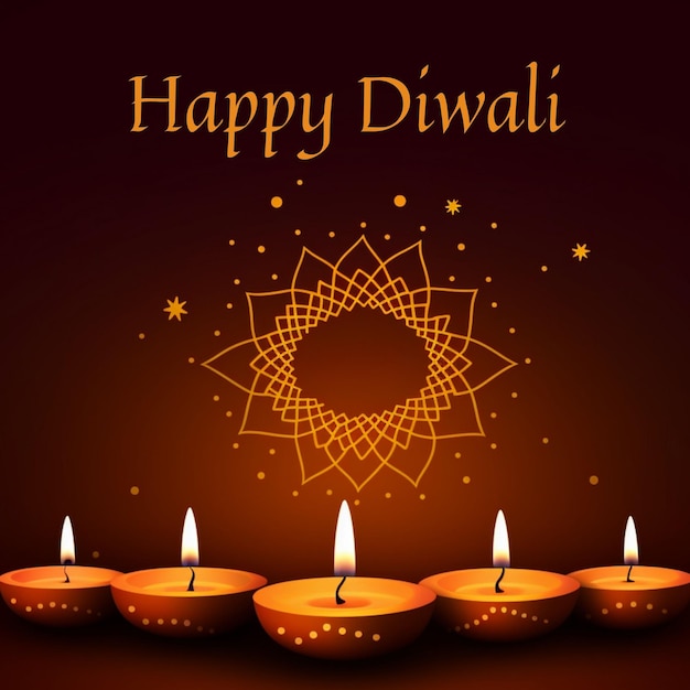 Feliz banner de diwali com fundo do Festival de celebração de diya diwali Cartão de felicitações de Diwali