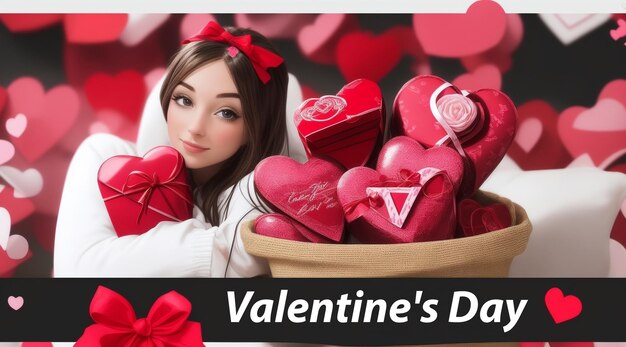 Foto feliz cartão de dia de valentino com coração para o dia de valentim miniaturas postagens bandeiras