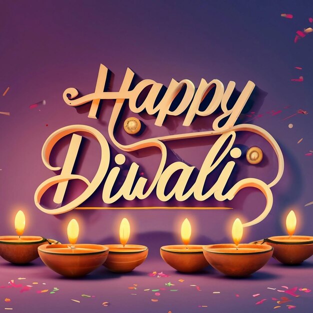 Feliz cartão de saudação de Diwali com Diya gerado por ai