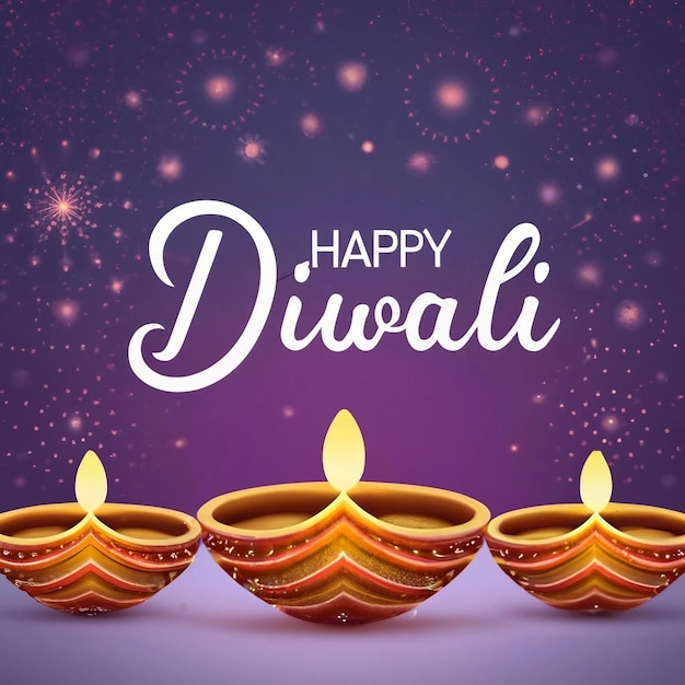 Feliz cartão de saudação de Diwali com diya gerado por ai