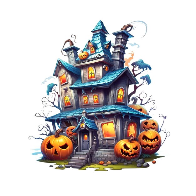 Feliz casa assombrada de Halloween isolada em branco Generative ai